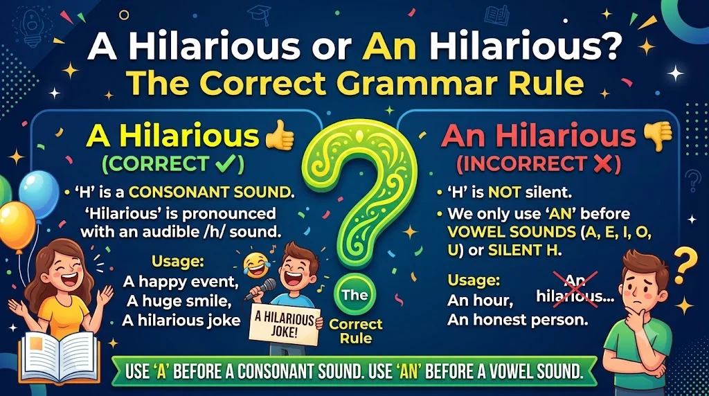A Hilarious or An Hilarious? The Correct Grammar Rule