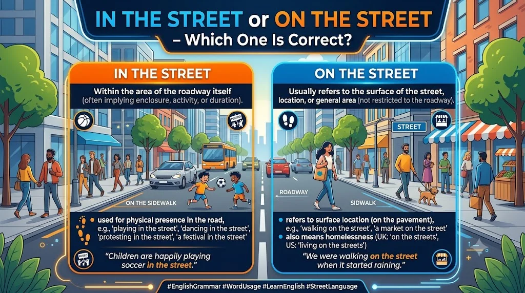 In the Street or On the Street – Which One Is Correct?