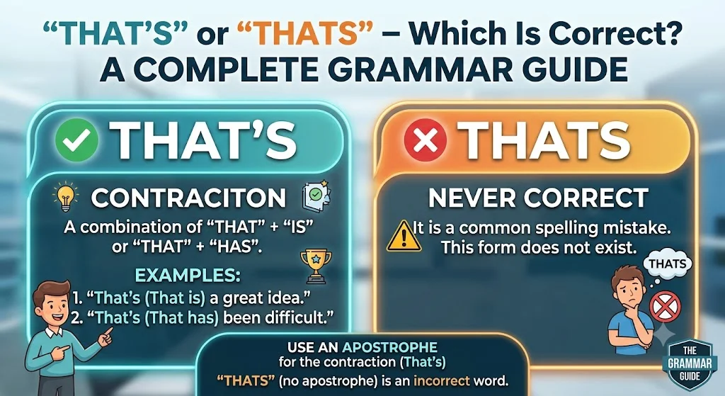 "That's" or "Thats" – Which Is Correct? A Complete Grammar Guide