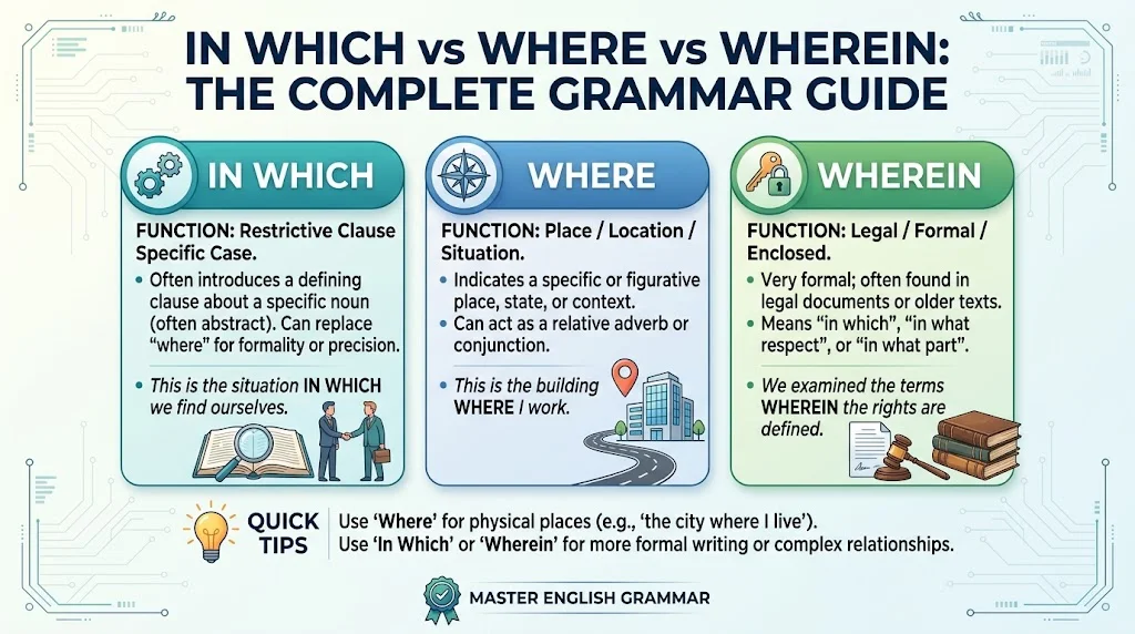 In Which vs Where vs Wherein: The Complete Grammar Guide
