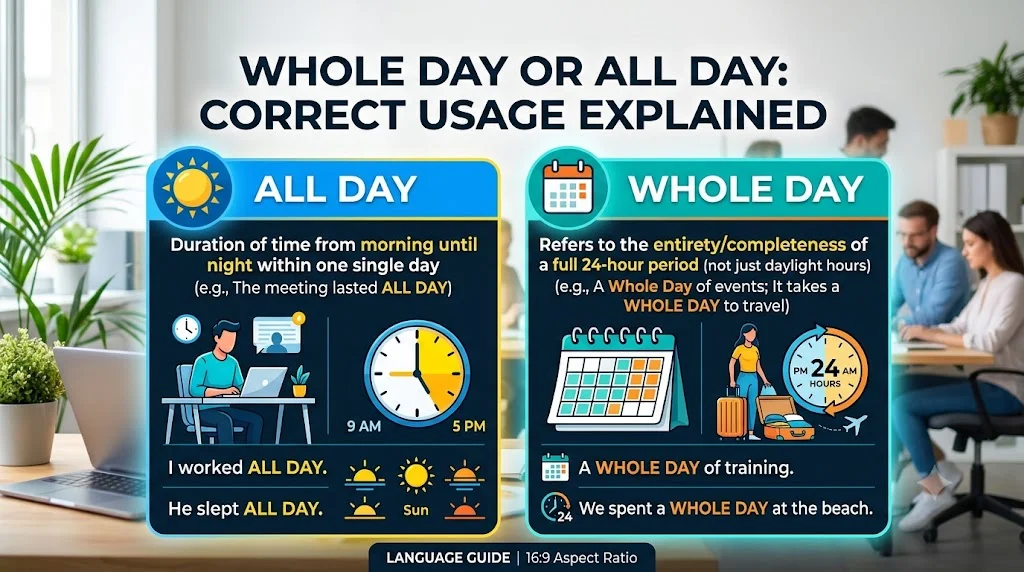 Whole Day or All Day: Correct Usage Explained 